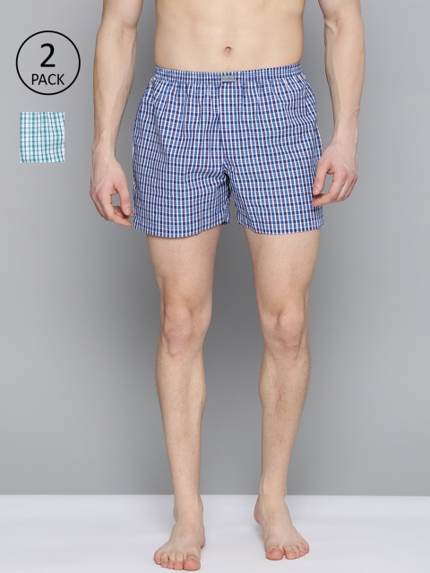 

Mast & Harbour Men Pack of 2 Pure Cotton Checked Boxers MNH-BOX-PRE-2PP-005, Blue