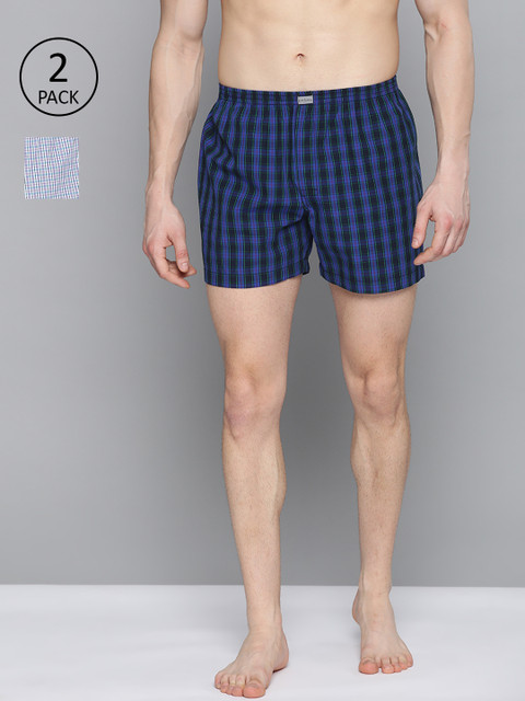 

Mast & Harbour Men Pack of 2 Pure Cotton Checked Boxers MNH-BOX-PRE-2PP-002, White