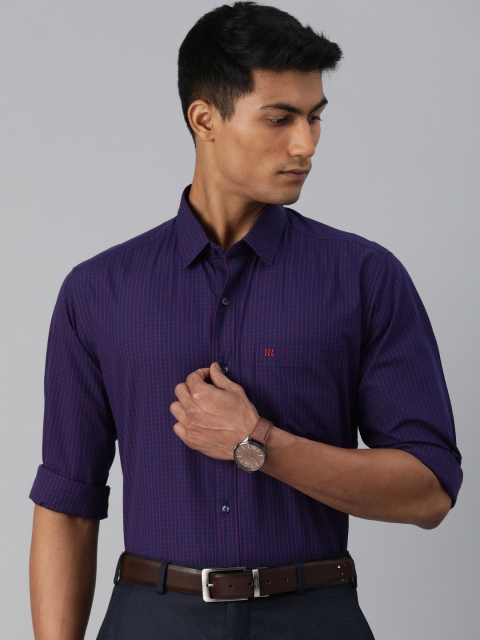 

Raymond Men Navy Blue & Red Slim Fit Checked Formal Shirt