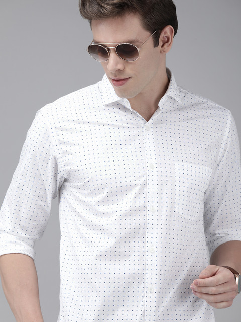 

Park Avenue Men White & Blue Slim Fit Printed Casual Shirt
