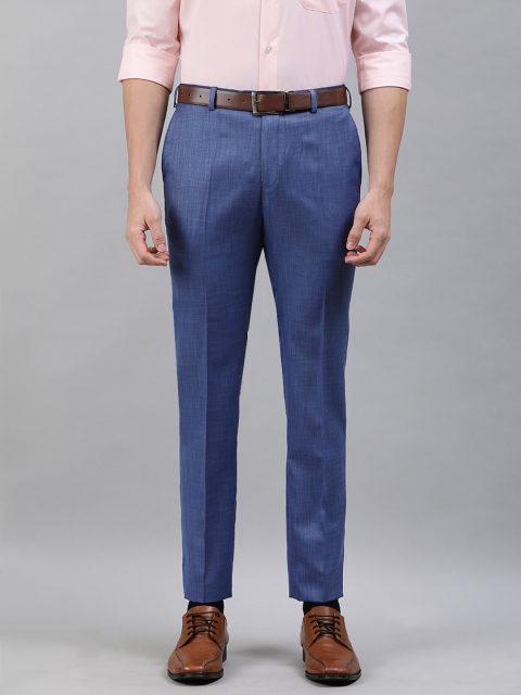 

Raymond Men Blue Slim Fit Solid Formal Trousers