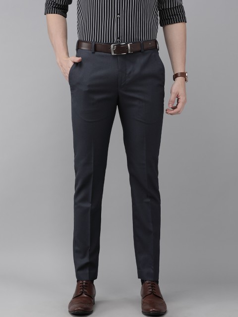 

Park Avenue Men Navy Blue Super Slim Fit Solid Formal Trousers