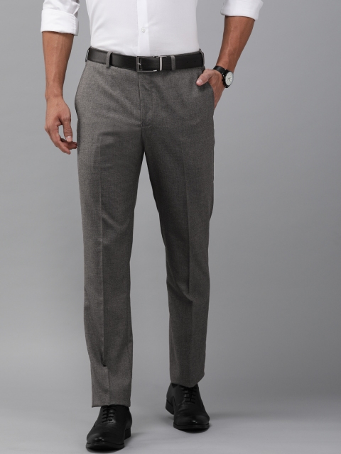 

Park Avenue Men Grey & White Smart Regular Fit Checked Formal Trousers