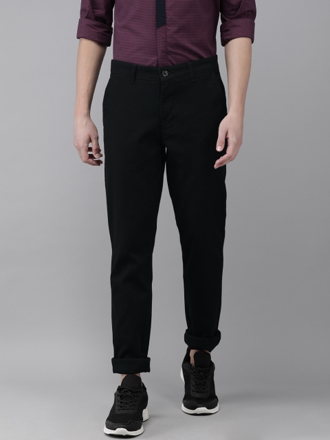 

Park Avenue Men Black Neo Fit Self Design Regular Trousers