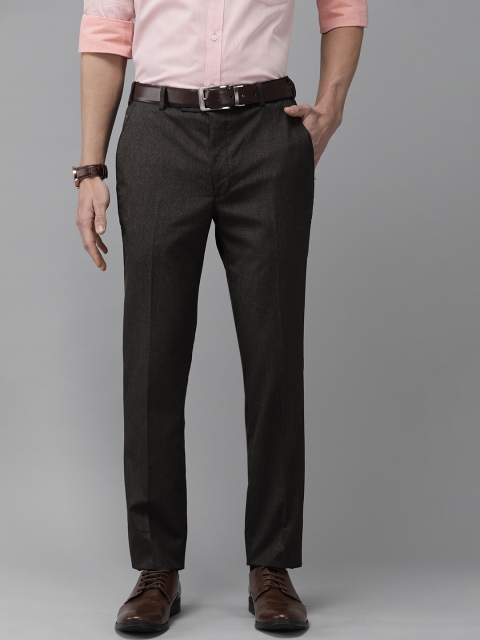 

Park Avenue Men Charcoal Grey Super Slim Fit Solid Formal Trousers