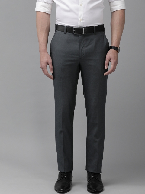 

Park Avenue Men Grey Super Slim Fit Solid Formal Trousers