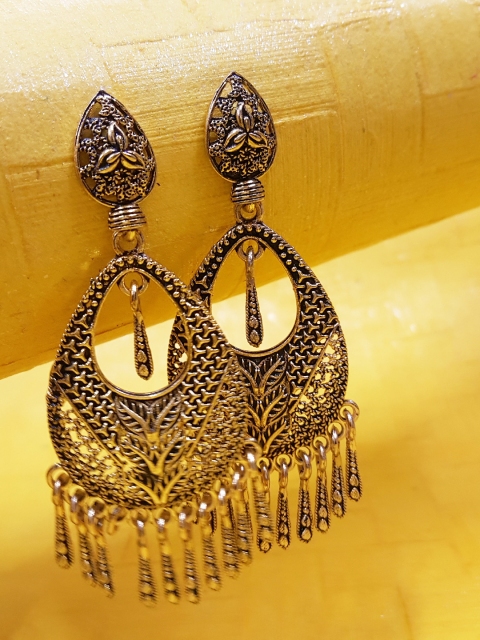 

OOMPH Gold-Toned Contemporary Drop Earrings