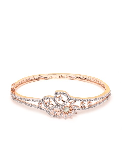 

ANESH Sea Green Rose Gold-Plated CZ-Studded Handcrafted Bangle-Style Bracelet