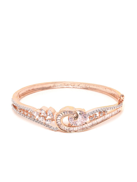 

ANESH Rose Gold-Plated CZ-Studded Handcrafted Bangle-Style Bracelet