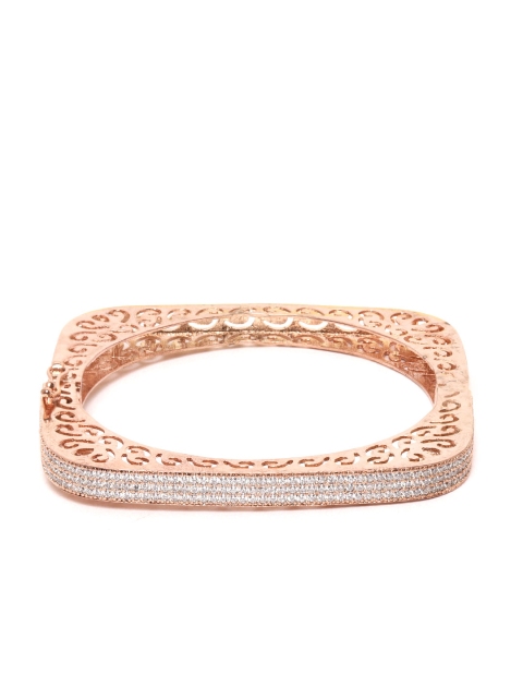 

ANESH Rose Gold-Plated CZ-Studded Handcrafted Bangle Style Bracelet