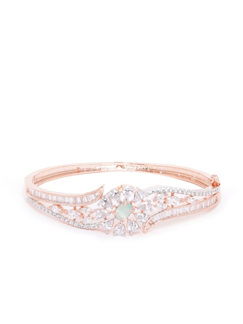 

ANESH Turquoise Blue Rose Gold-Plated CZ-Studded Handcrafted Bangle-Style Bracelet