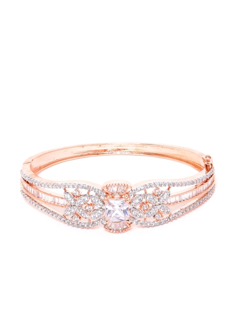 

ANESH Rose Gold-Plated CZ Studded Handcrafted Bangle Style Bracelet