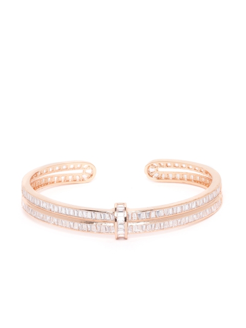 

ANESH Rose Gold-Plated CZ Studded Handcrafted Cuff Bracelet