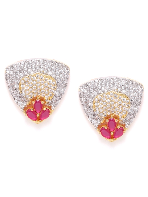

ANESH Pink Gold-Plated CZ Studded Handcrafted Oversized Studs