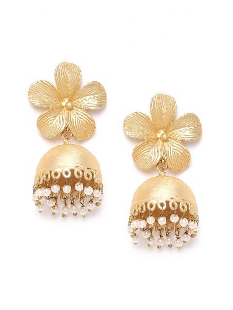 

ANESH Gold-Toned Dome Shaped Jhumkas