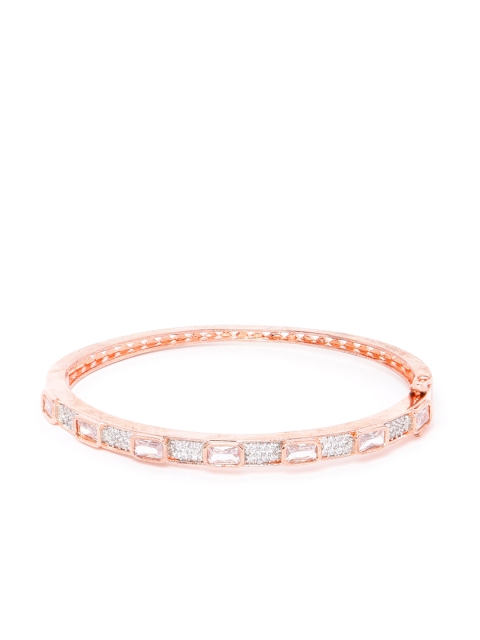 

ANESH Rose Gold-Plated CZ Studded Handcrafted Bangle-Style Bracelet