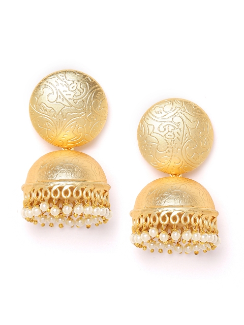 

ANESH Gold-Plated Beaded Handcrafted Dome Shaped Jhumkas