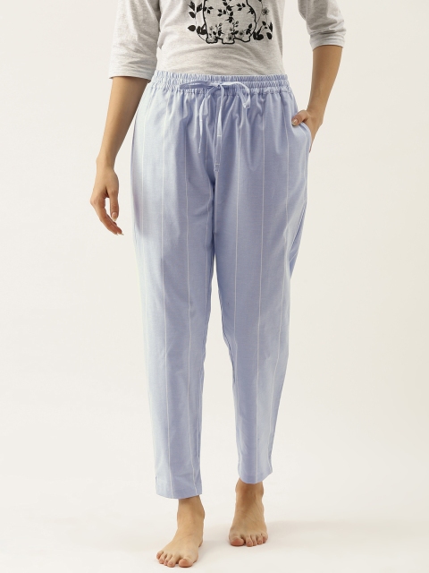 

Slumber Jill Women Blue & White Striped Regular Fit Lounge pants