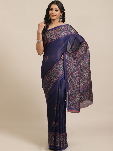 

Saree mall Navy Blue Printed Saree