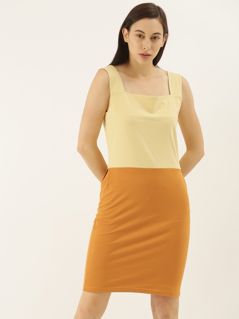 

DILLINGER Women Yellow Colourblocked Pinafore Dress