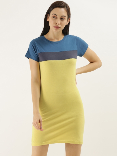 

DILLINGER Women Blue Colourblocked T-shirt Dress
