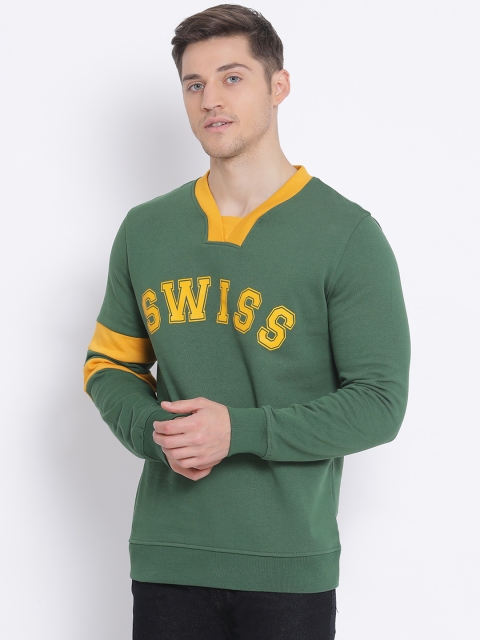 

SWISS MILITARY Men Green Printed Sweatshirt