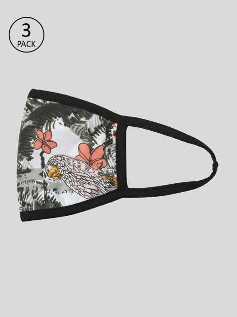 

Skidlers Unisex 3-Pcs Grey & Olive Green Printed 1-Ply Reusable Cloth Mask