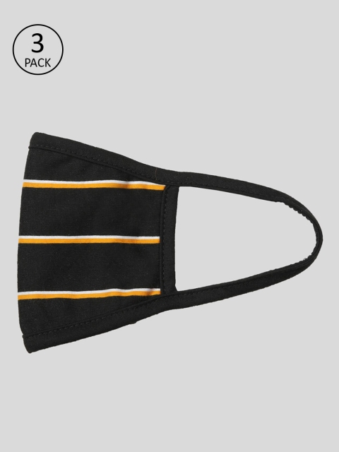 

Skidlers Unisex Pack Of 3 Black & Orange Striped 1-Ply Reusable Cloth Mask
