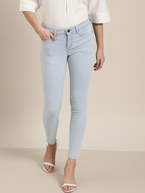 

all about you Women Blue Skinny Fit Mid-Rise Clean Look Stretchable Cropped Jeans