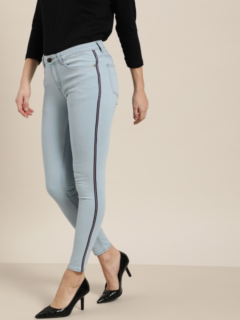 

all about you Women Blue Skinny Fit Mid-Rise Clean Look Stretchable Cropped Jeans