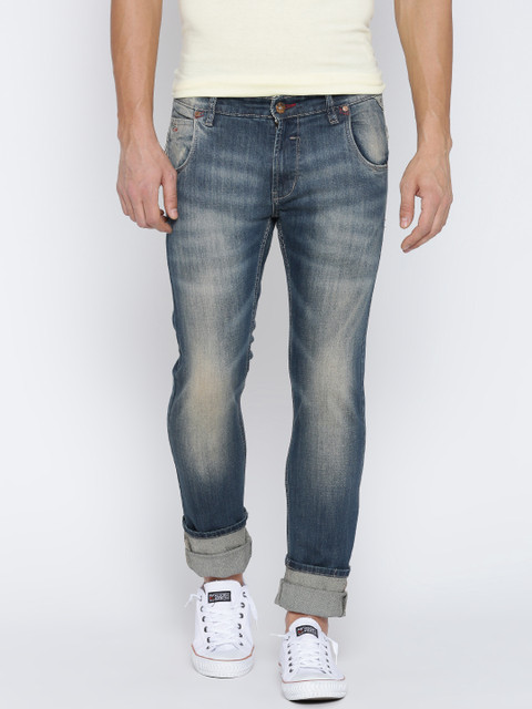 

Numero Uno Navy Washed Martin Tapered Fit Stretchable Jeans, Navy blue