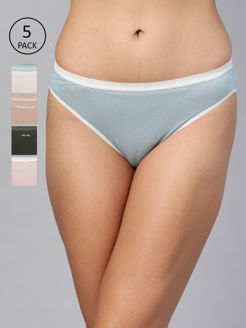 

Marks & Spencer Women Pack of 5 Solid Bikini Briefs T614033XMULTI, Blue