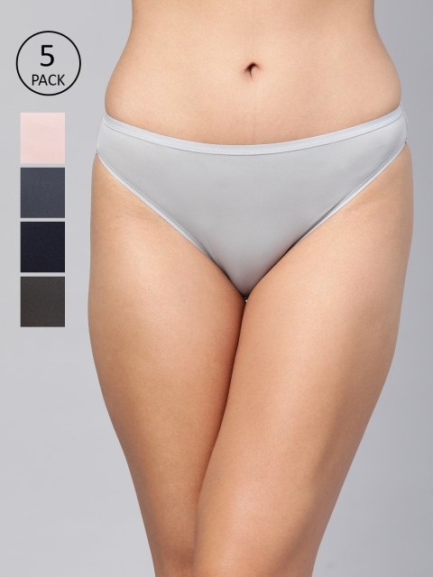 

Marks & Spencer Women Pack Of 5 Solid Bikini Briefs T614323L, Grey