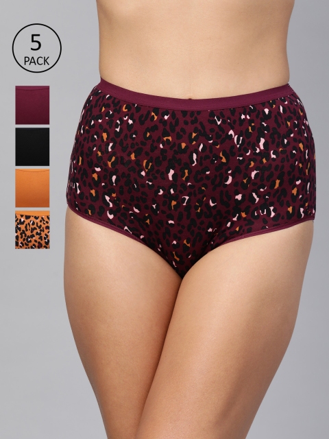 

Marks & Spencer Women Pack of 5 High-Rise Hipster Briefs T614325FMEDIUM MULBERRY, Burgundy