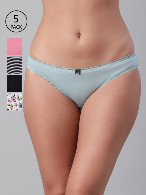 

Marks & Spencer Women Pack Of 5 Bikini Briefs T614322BBLUE MIX, Blue