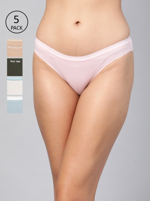 

Marks & Spencer Women Pack Of 5 Solid Bikini Briefs T614032X, Green