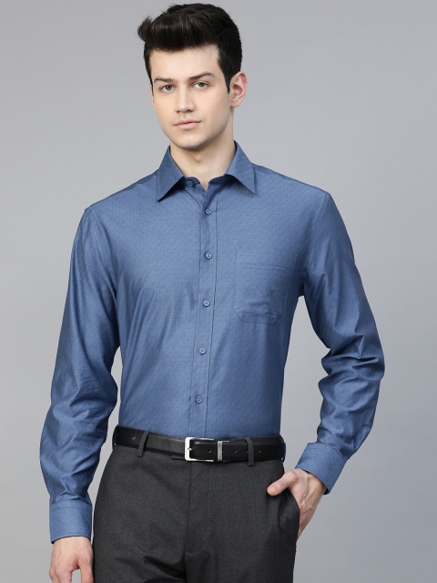 

Marks & Spencer Men Navy Blue Regular Fit Self Design Formal Shirt