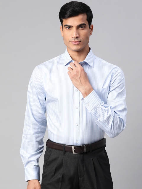 

Marks & Spencer Men White & Blue Regular Fit Striped Formal Shirt