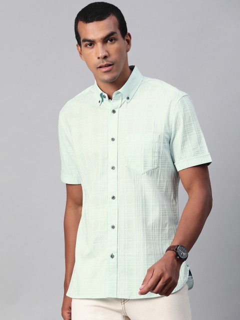 

Marks & Spencer Men Blue Regular Fit Self-Checked Casual Shirt