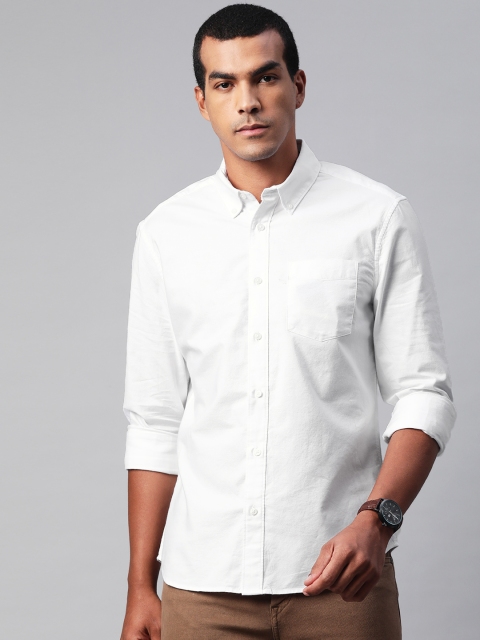 

Marks & Spencer Men White Regular Fit Solid Cotton Casual Shirt