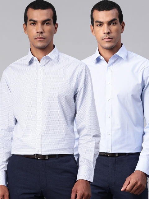 

Marks & Spencer Men Pack of 2 Regular Fit Formal Shirts, Blue