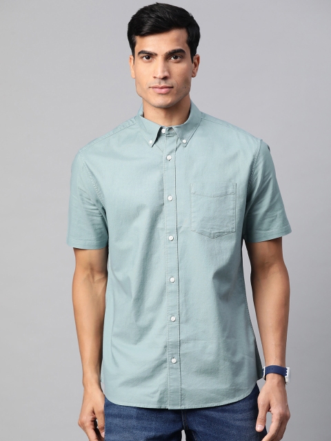 

Marks & Spencer Men Blue Regular Fit Pure Cotton Solid Casual Shirt