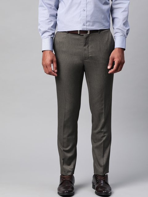 

Marks & Spencer Men Charcoal Grey Slim Fit Self Design Regular Trousers