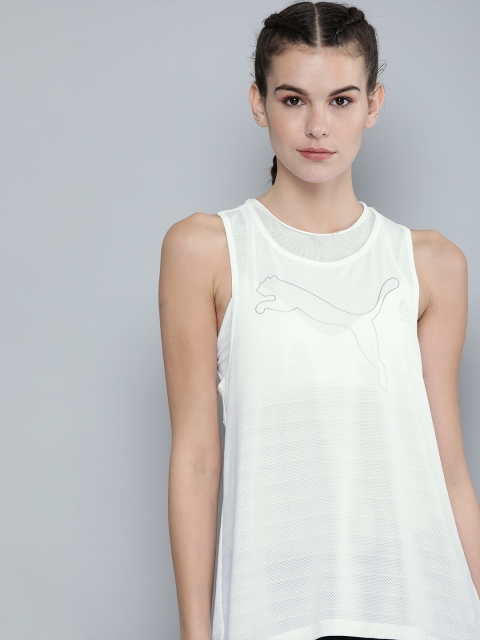 

Puma White Brand Logo Printed dryCELL RTG Tank Top