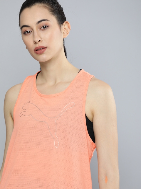 

Puma Peach-Coloured & Silver-Toned Brand Logo Printed Regular Top