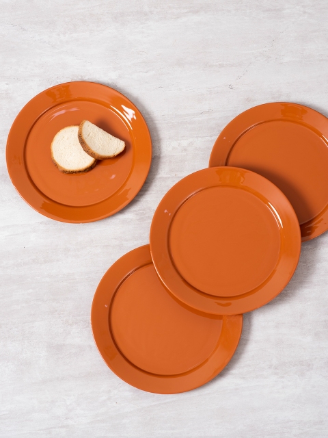 

nestroots Set Of 4 Rust Orange Solid Plates