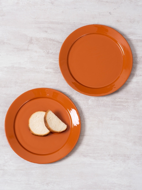 

nestroots Orange Set Of 2 Stainless Steel Plates