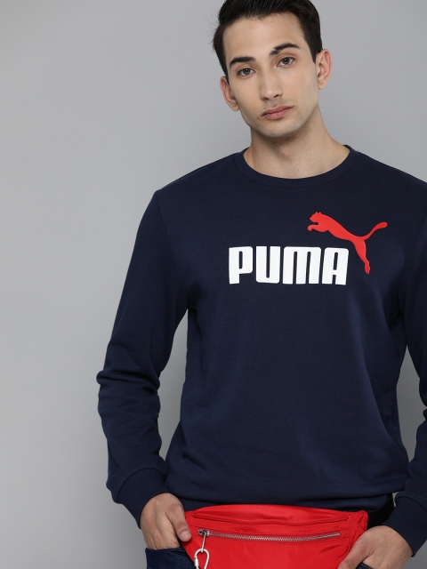 

Puma Men Navy Blue Printed ESS+ 2 Col Big Logo Crew TR Sweatshirt