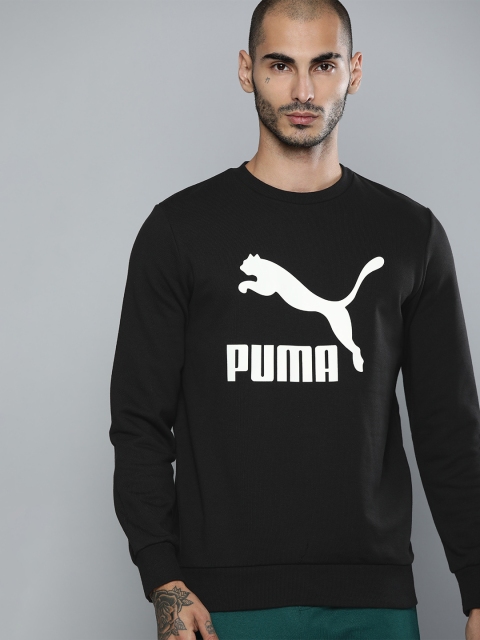 

Puma Men Black & White Printed Classics Logo Pure Cotton Sweatshirt