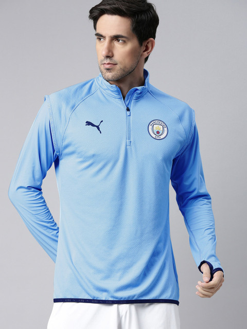 

Puma Men Blue Solid MCFC Warmup DryCELL Midlayer Sweatshirt